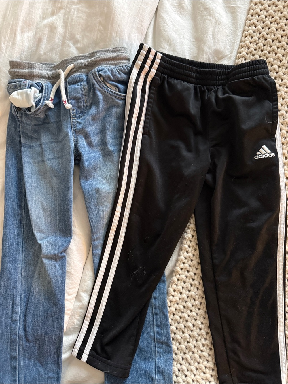 adidas Black Kids Joggers with White Side Stripes